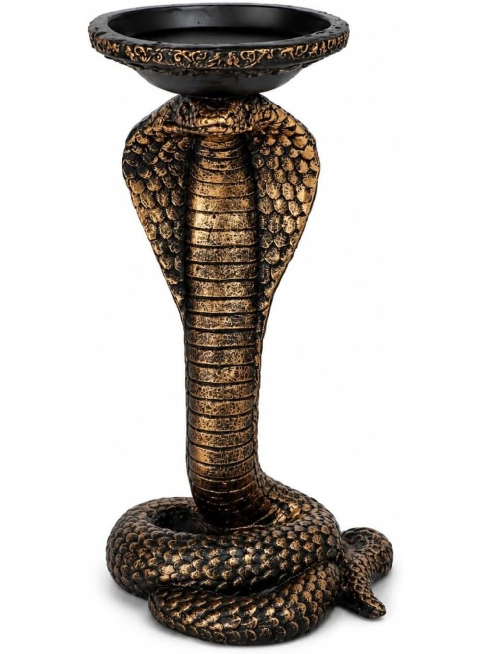 Coiled Snake Candle Holder Statue - Unique Resin Figurine for Home Office
